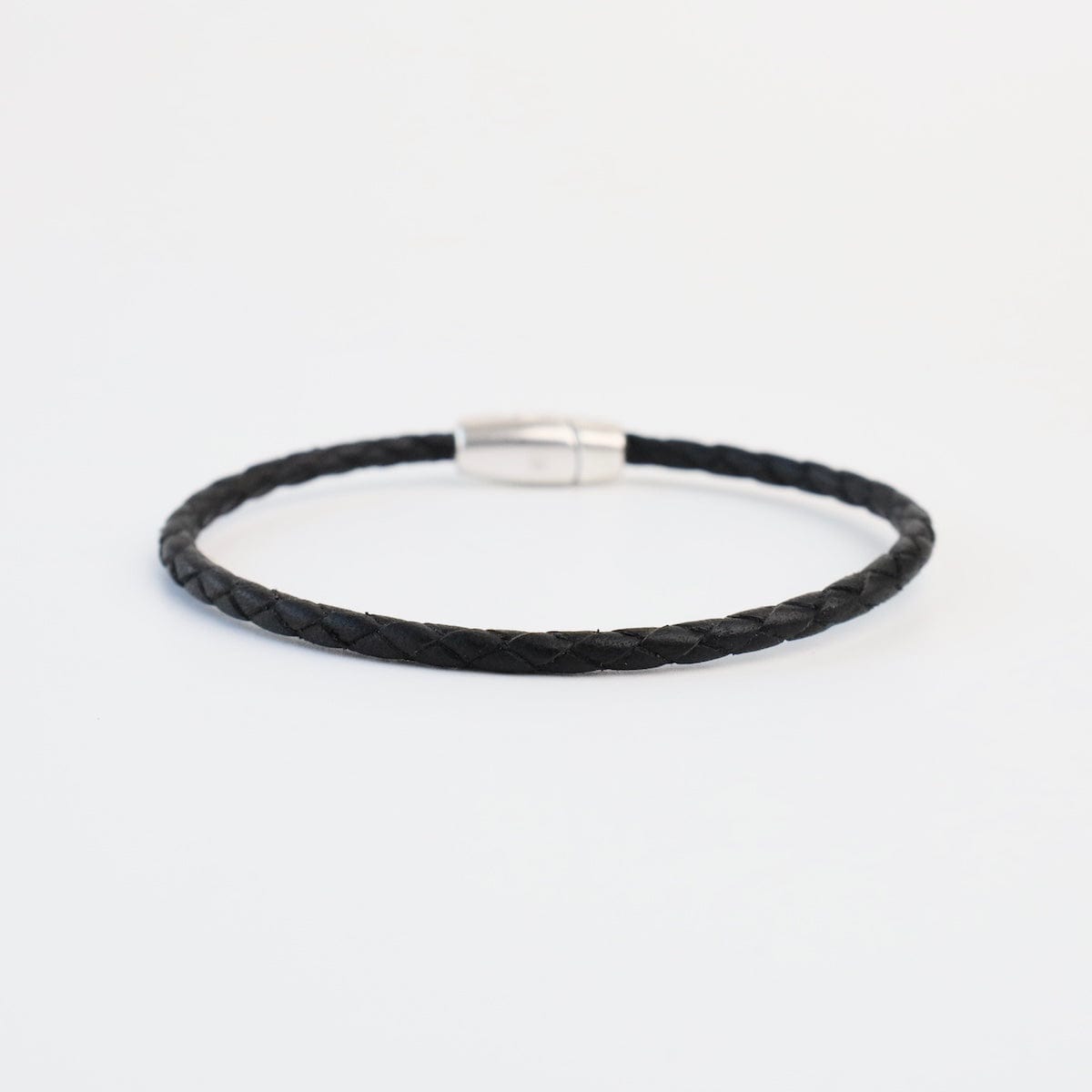 BRC Zoe Braided Black Leather Bracelet - approx 7.5"