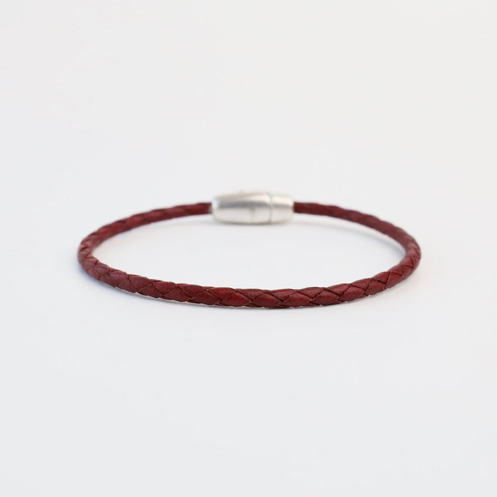 BRC Zoe Braided Bordeaux Leather Bracelet - approx 7.5