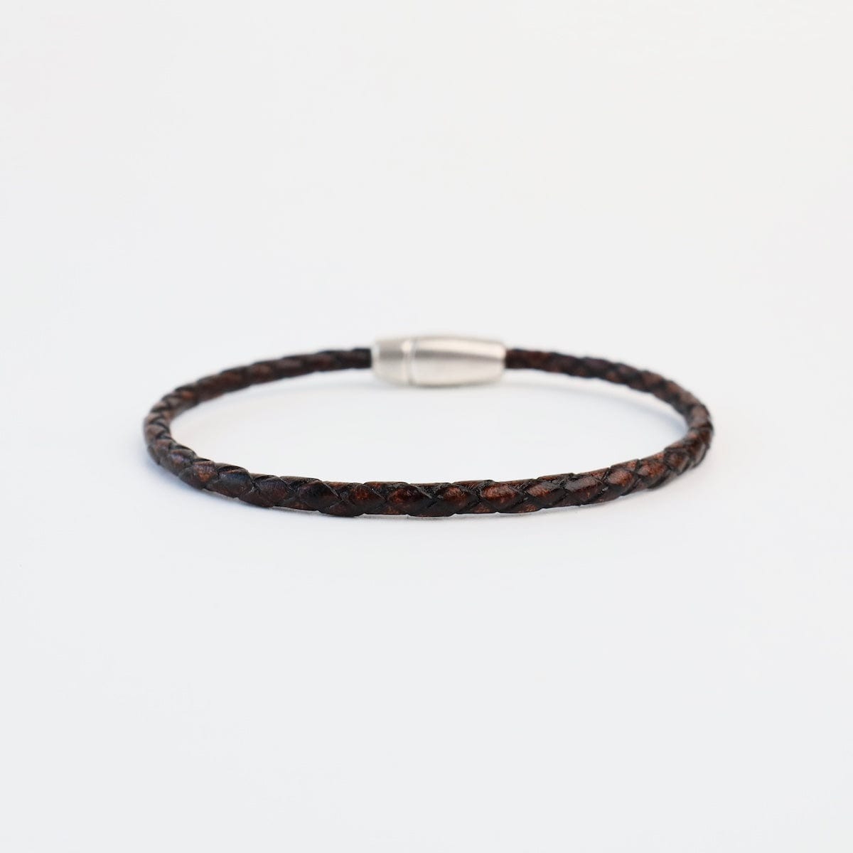 BRC Zoe Braided Brown Leather Bracelet - approx 7.5"