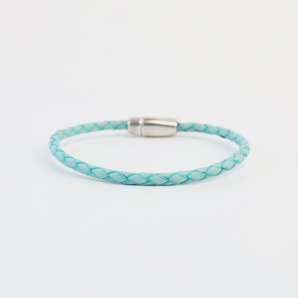 BRC Zoe Braided Turquoise Leather Bracelet - approx 7.