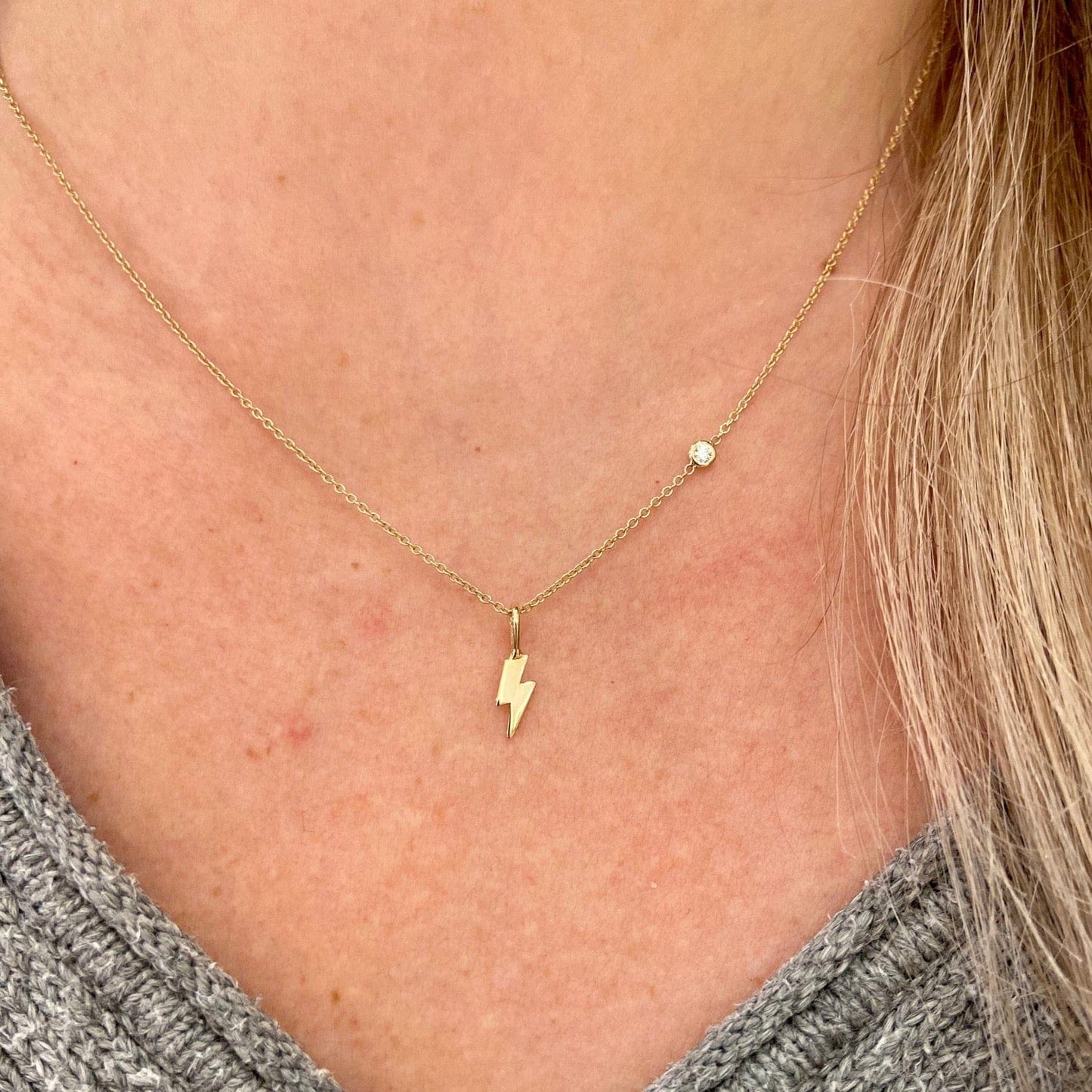 CHM-14K 14k Gold Midi Bitty Lightning Bolt Charm
