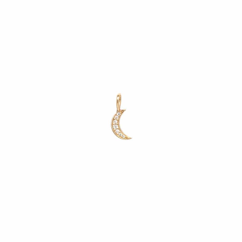 Load image into Gallery viewer, CHM-14K 14K GOLD MIDI BITTY PAVE DIAMOND CRESCENT MOON CHARM
