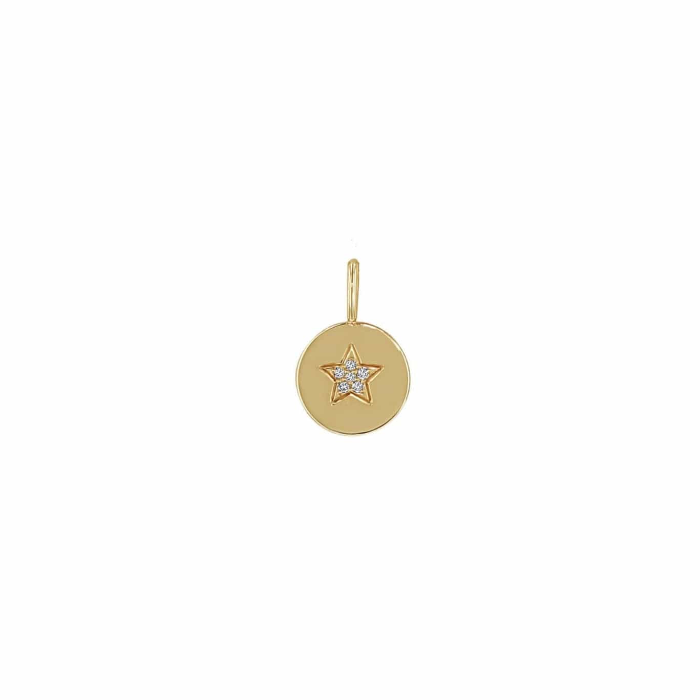 CHM-14K 14k Single Pave Diamond Star Disc Charm