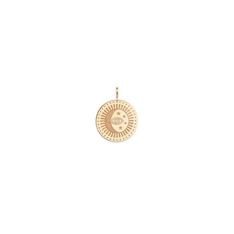 CHM-14K 14k Single Small Celestial Protection Medallion Charm