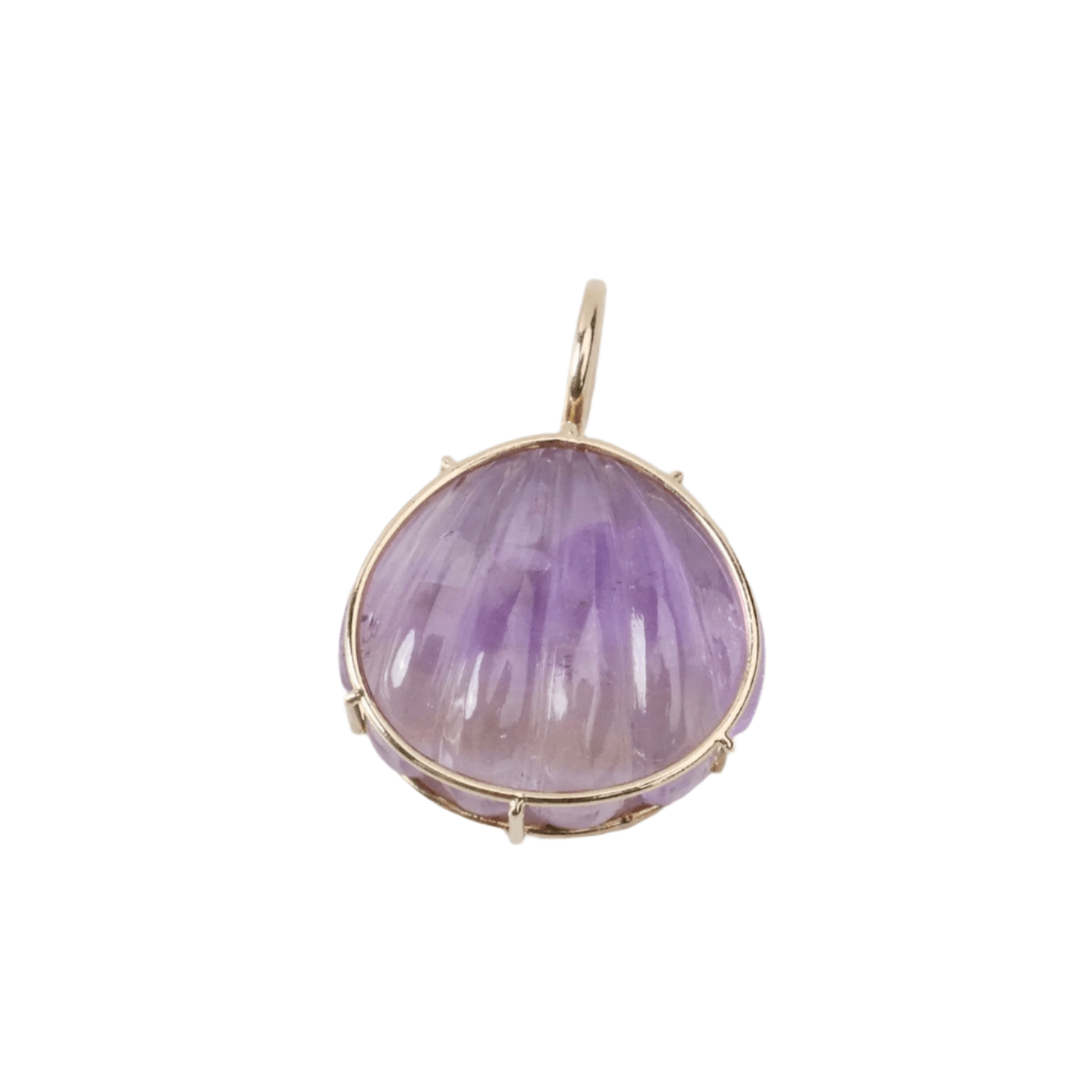 CHM-14K Amethyst Carved Shell Harriet Stone