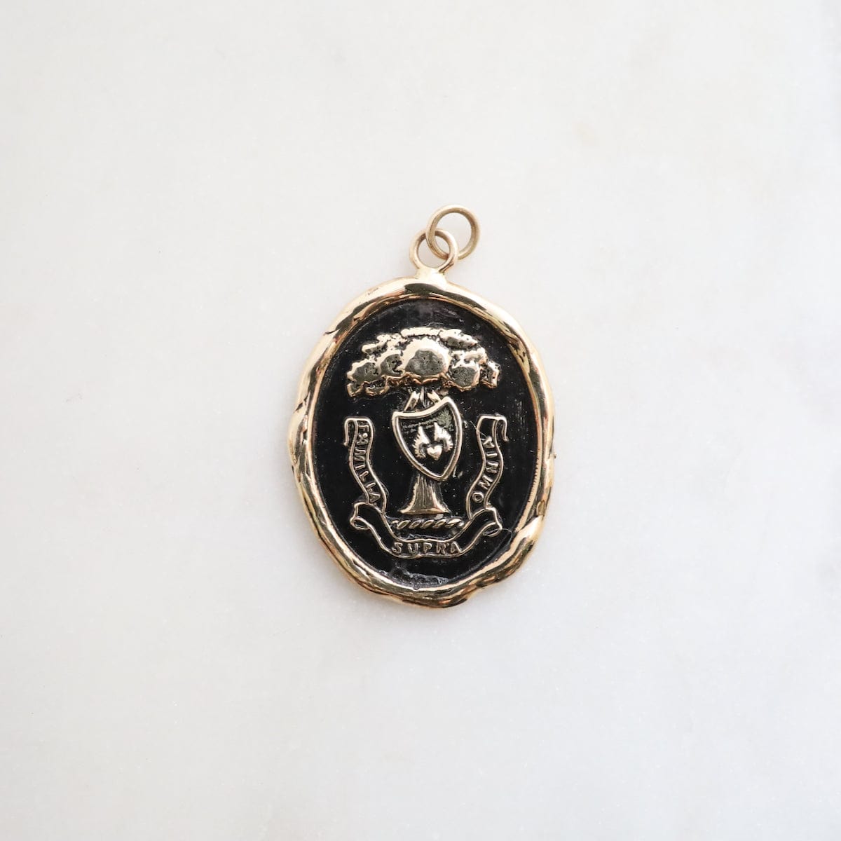 CHM-14k CHARM ONLY 14k Blackened Gold Family Above All Talisman