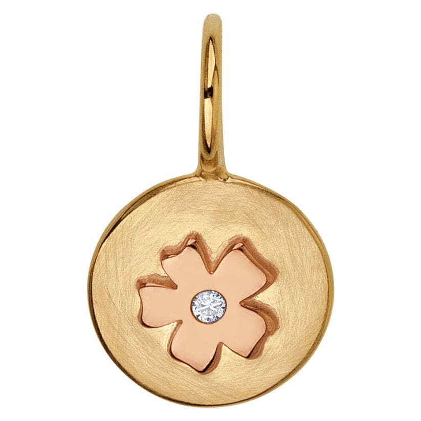 CHM-14K Gold Diamond Cherry Blossom Round Charm