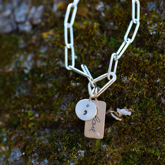 CHM 14k Gold ID Tag "Love" with Diamond