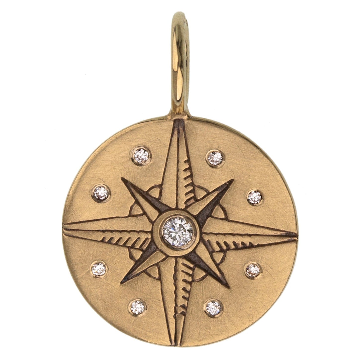 CHM-14K Ornate Compass Round Charm
