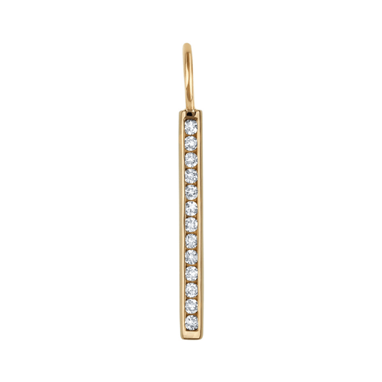 Load image into Gallery viewer, CHM 14k Yellow Gold Channel Set Diamond Bar Charm
