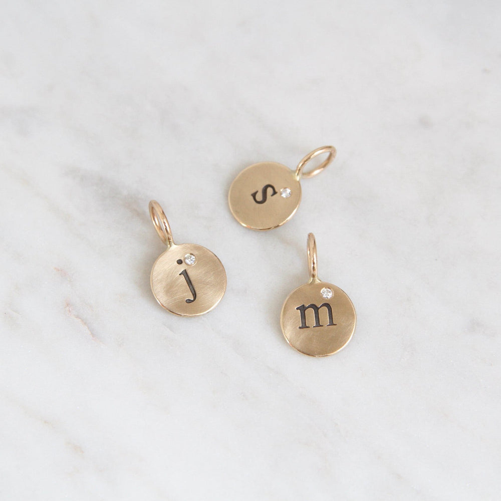 CHM 14k Yellow Gold Single Letter Charm with Diamond