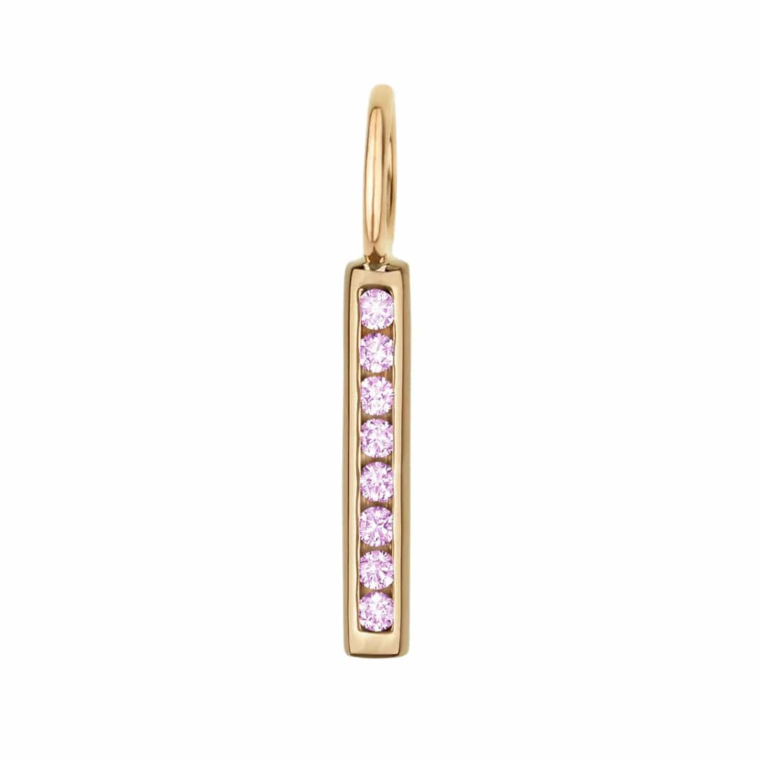 CHM 14k Yellow Small Channel Set Bar with Pink Sapphir