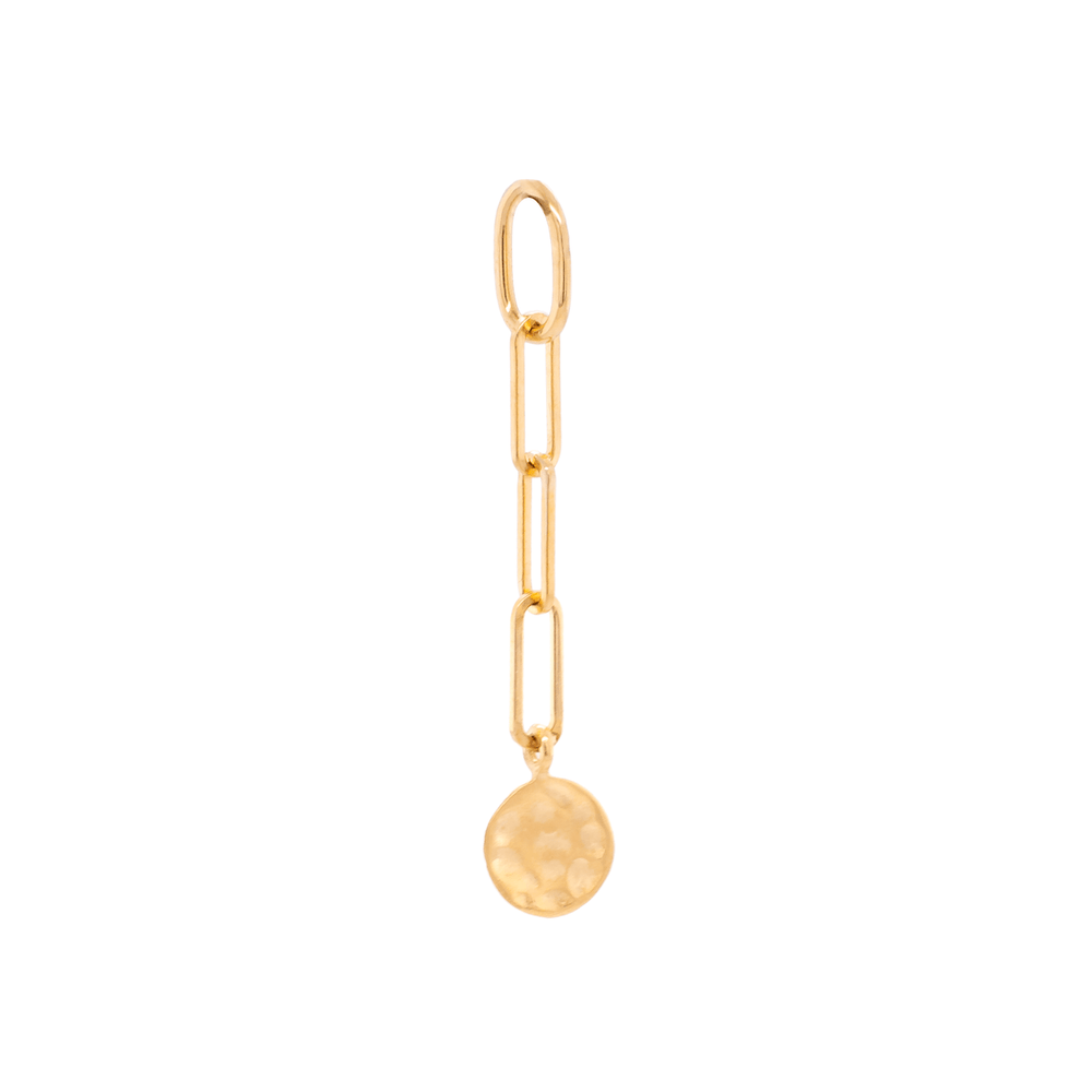 
                      
                        CHM-18K 18k Yellow Gold Mini Hammered Disc and Paperclip Link Charm
                      
                    