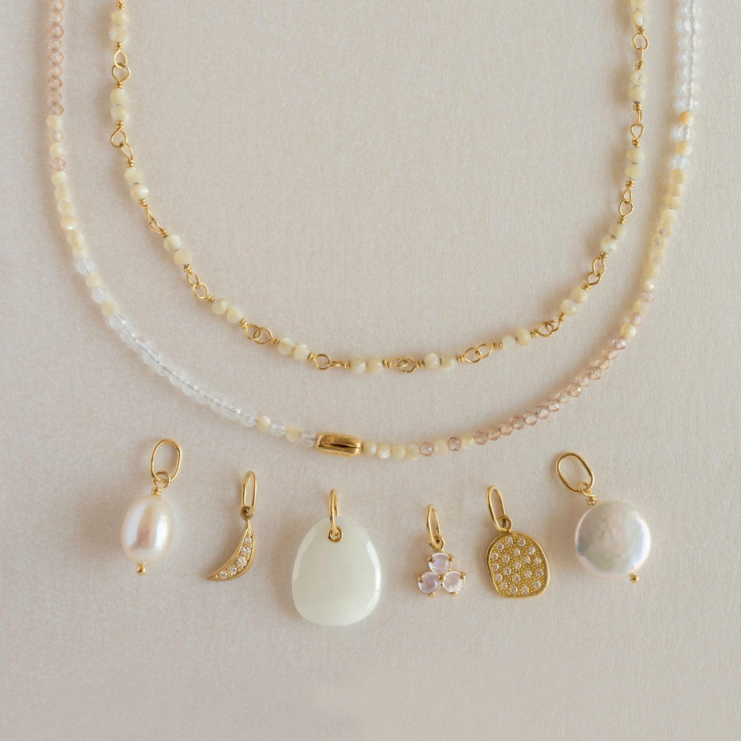 CHM-18K Small Trillion Moonstone Gemstone Charm