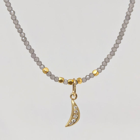 Load image into Gallery viewer, CHM-18K Tiny Crescent Moon Charm
