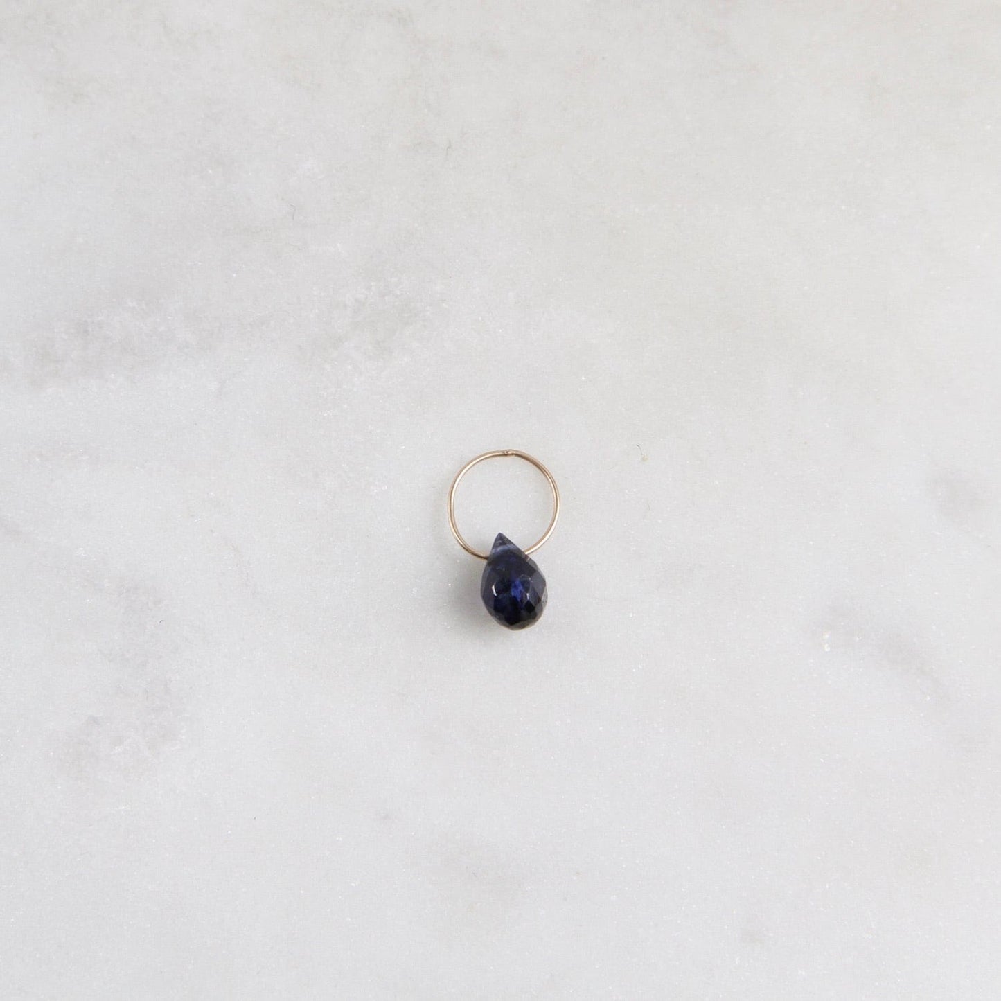 CHM Blue Sapphire - High Faceted Drop Gemstone Charm