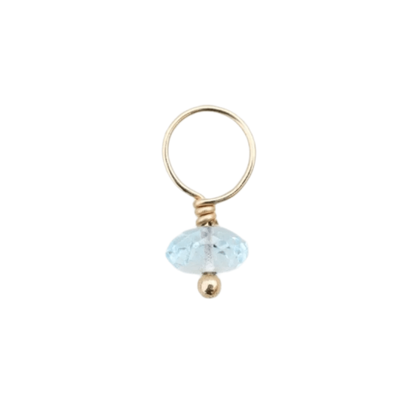 CHM Blue Topaz -  Faceted Rondelle Gemstone on 14k Gold Wire