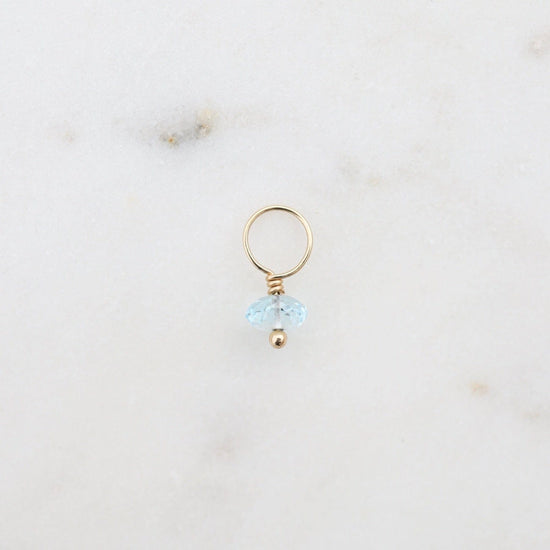 CHM Blue Topaz -  Faceted Rondelle Gemstone on 14k Gold Wire