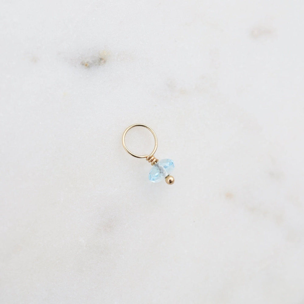 
                      
                        CHM Blue Topaz -  Faceted Rondelle Gemstone on 14k Gold Wire
                      
                    