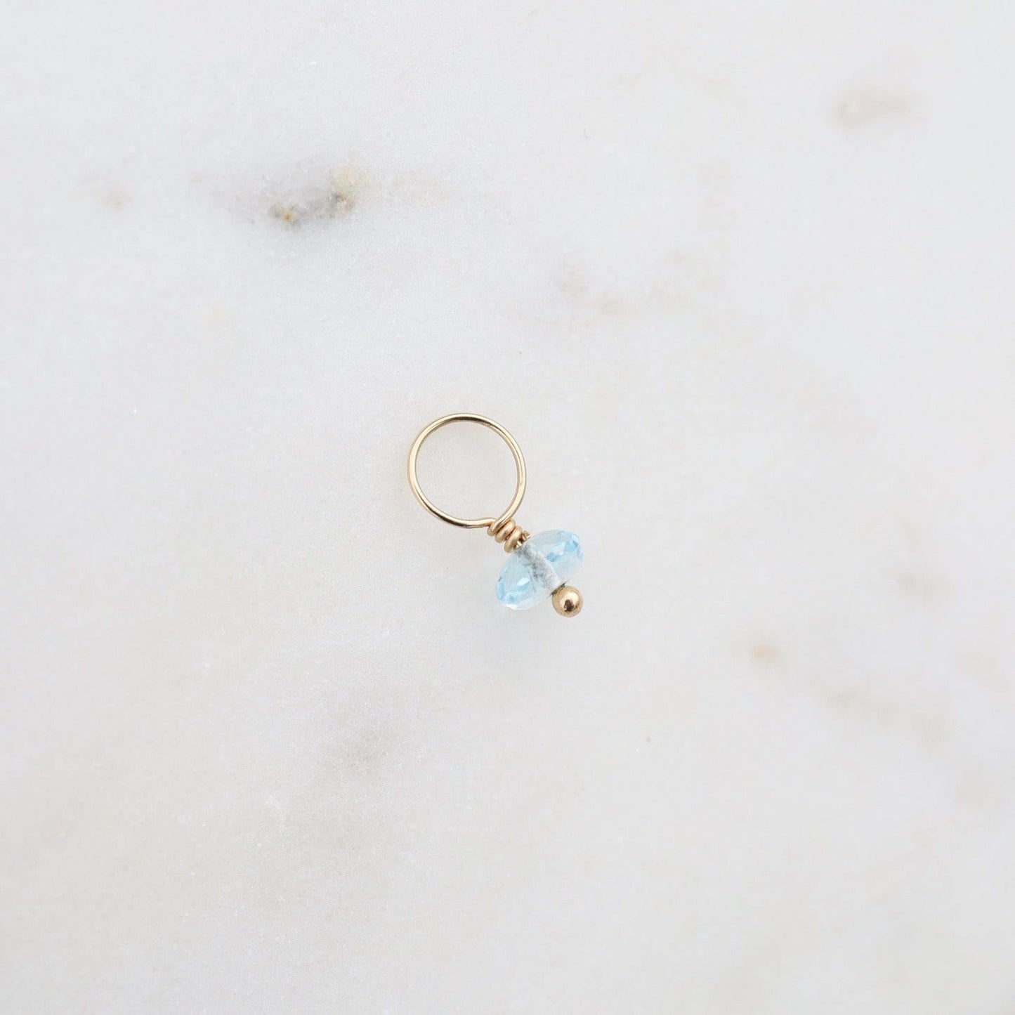 CHM Blue Topaz -  Faceted Rondelle Gemstone on 14k Gold Wire