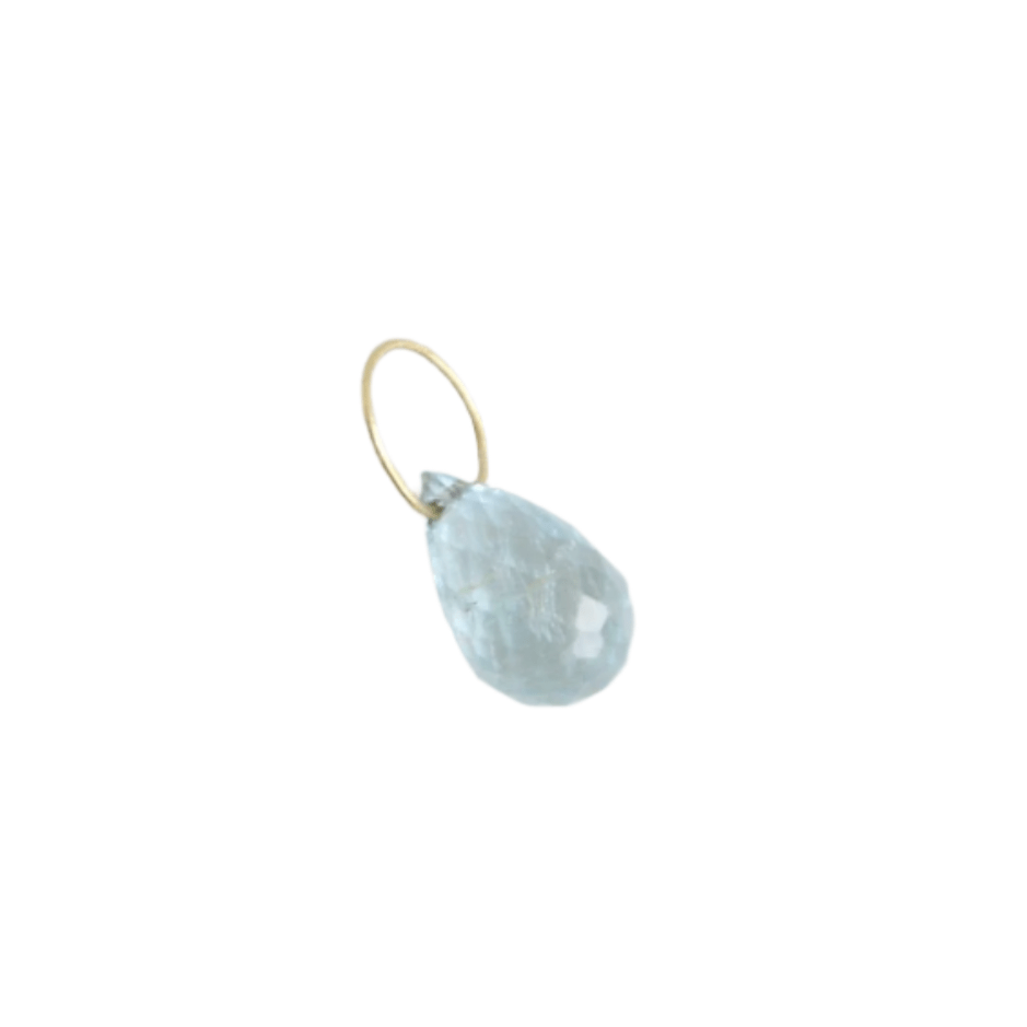 CHM Blue Topaz - High Faceted Drop Gemstone on 14K Gold Wire