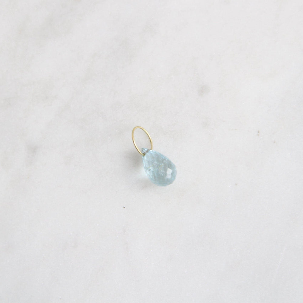 CHM Blue Topaz - High Faceted Drop Gemstone on 14K Gold Wire