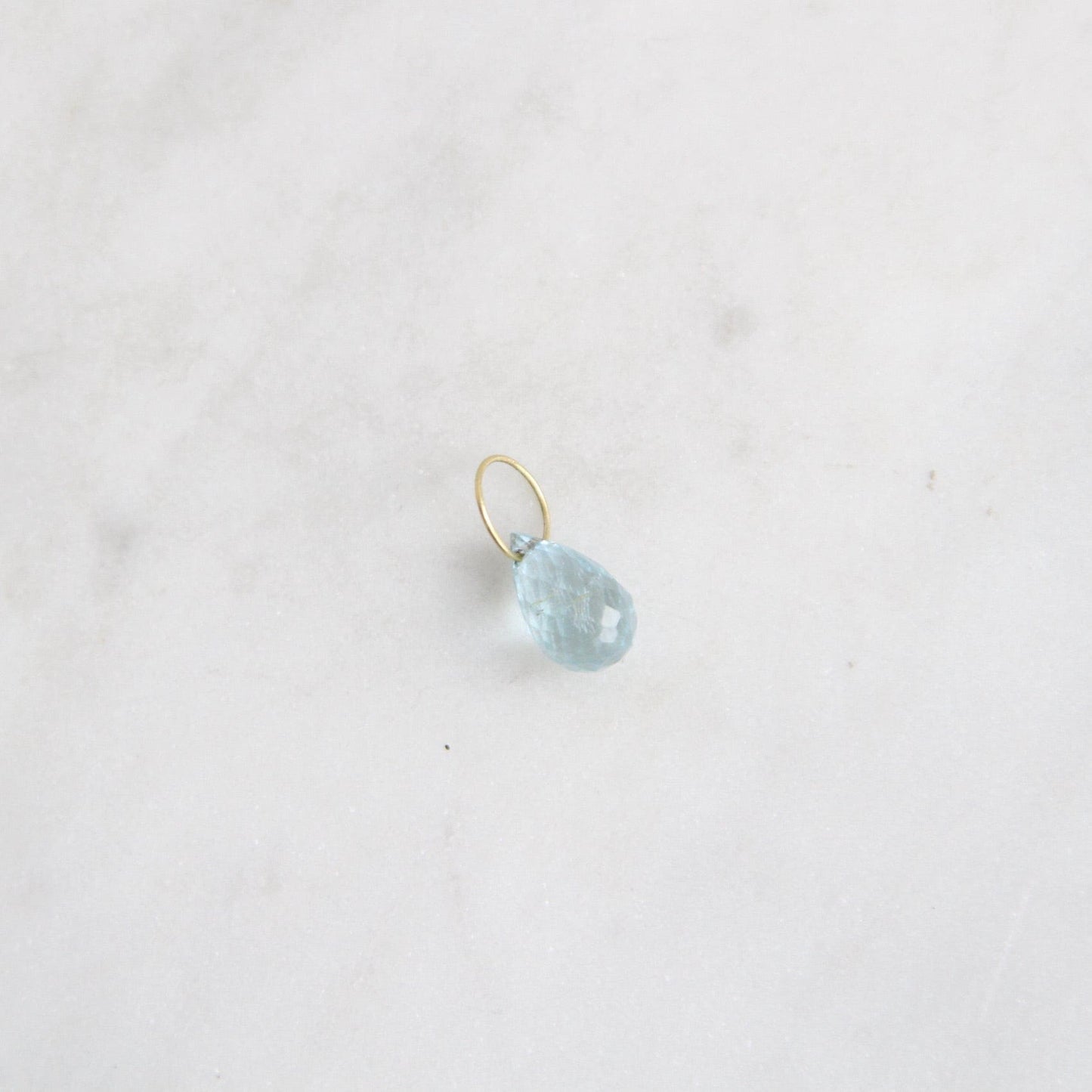 CHM Blue Topaz - High Faceted Drop Gemstone on 14K Gold Wire