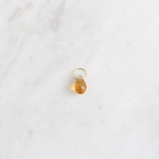 CHM Citrine - High Faceted Drop Gemstone on 14k Gold Wire