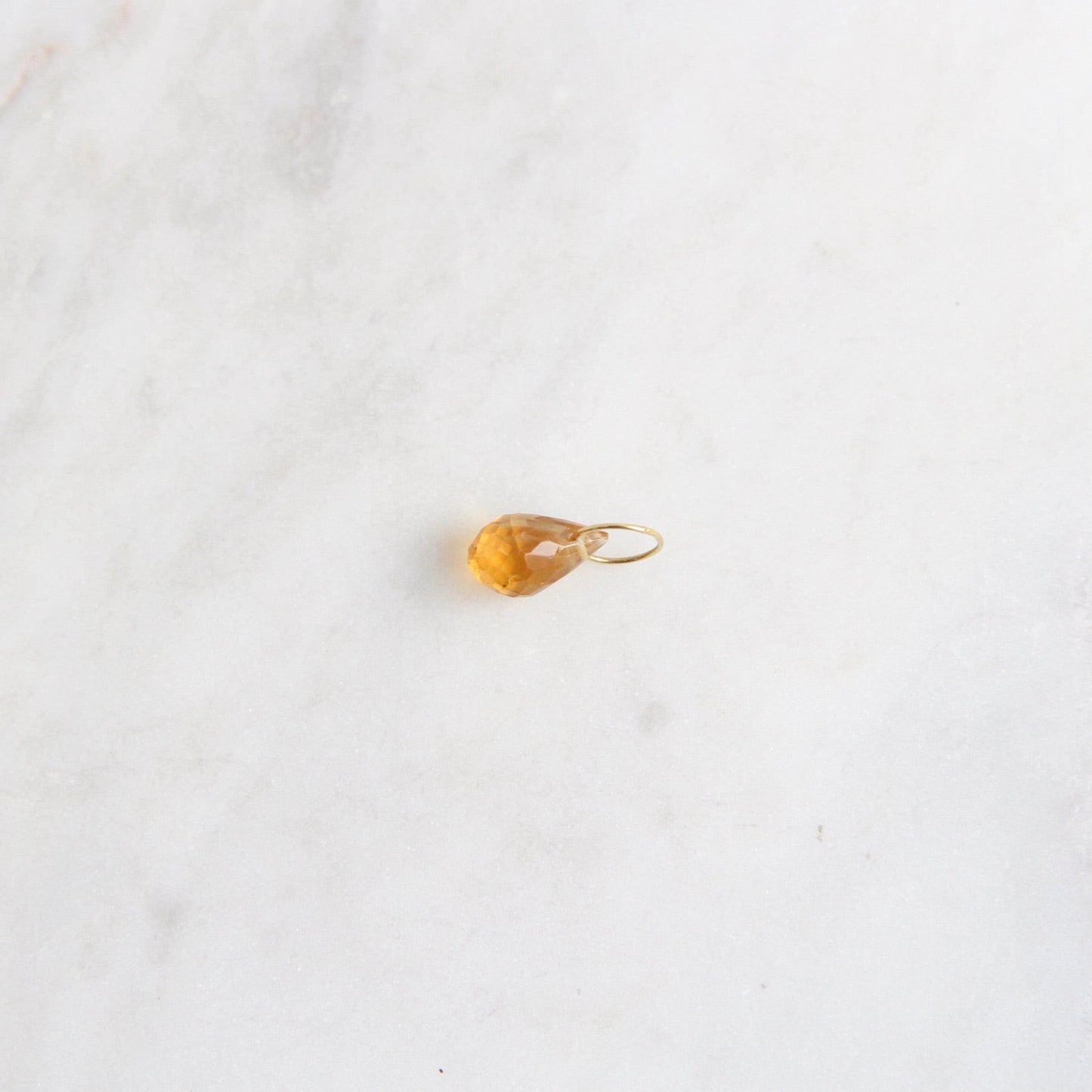 CHM Citrine - High Faceted Drop Gemstone on 14k Gold Wire