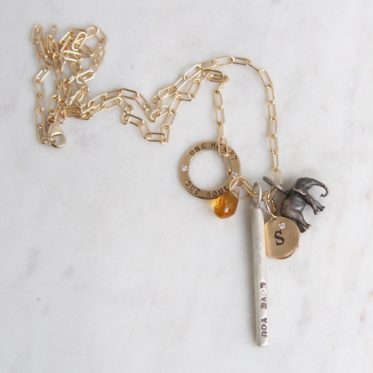 CHM Citrine - High Faceted Drop Gemstone on 14k Gold Wire