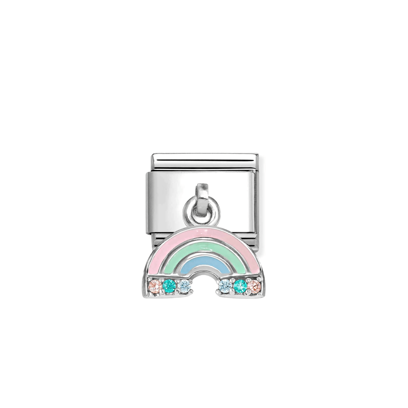 CHM Classic Enamel and CZ Rainbow Hanging Charm Composable Link