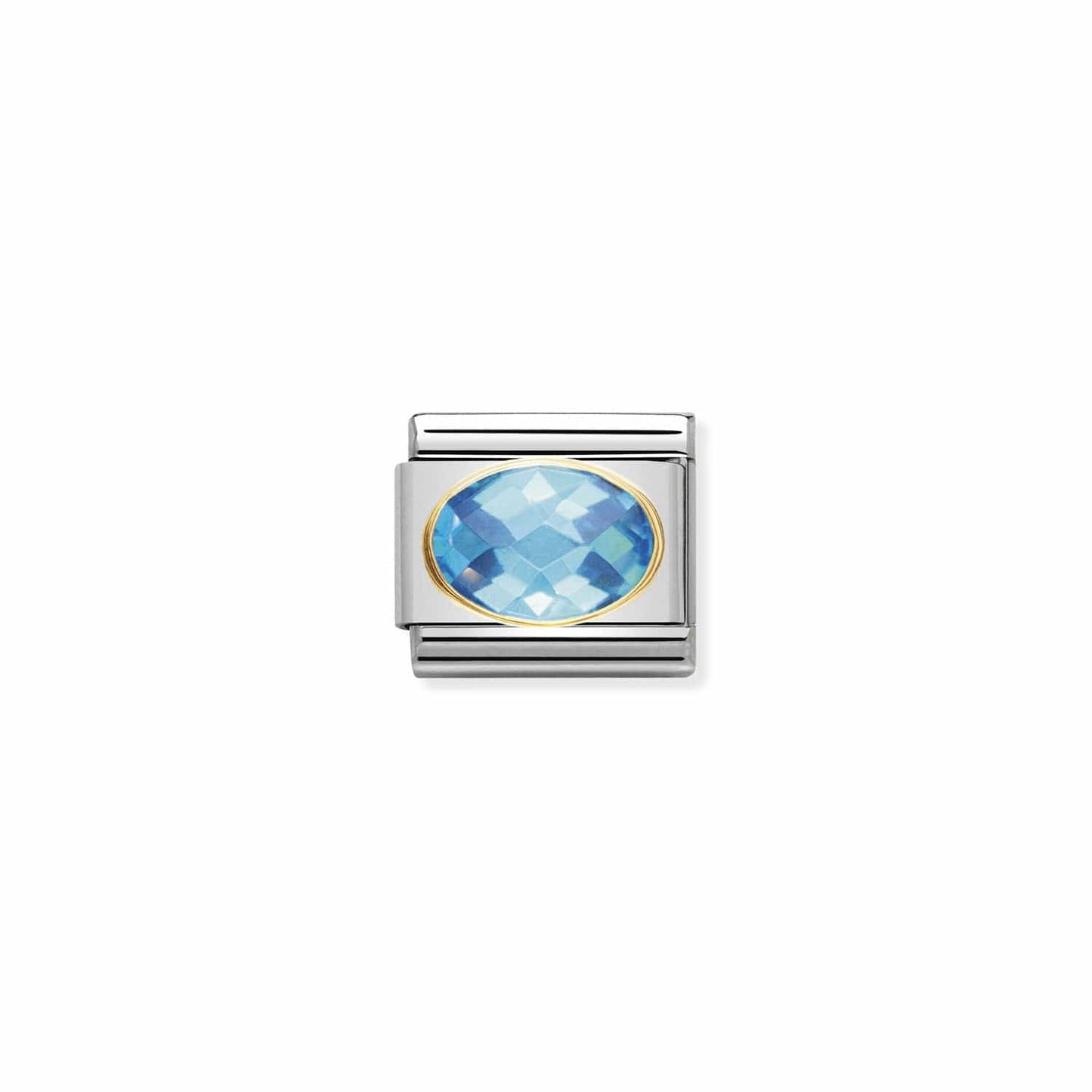 CHM Classic Oval Faceted Light Blue CZ Composable Link