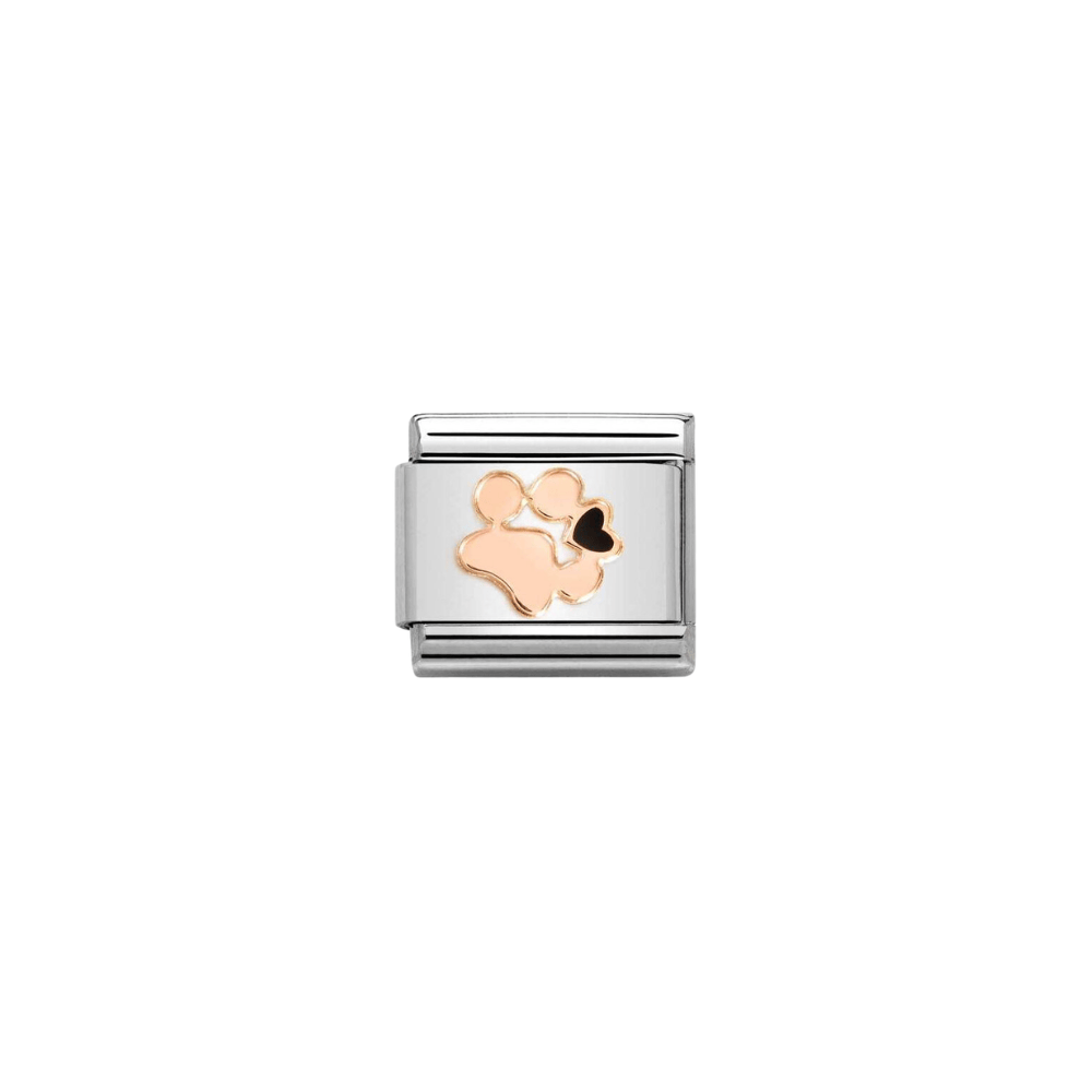 CHM Classic Rose Gold and Enamel Paw Print Composable Link