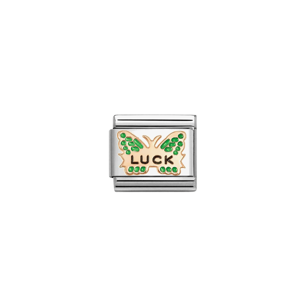 CHM Classic Rose Gold Green Luck Butterfly Composable Link