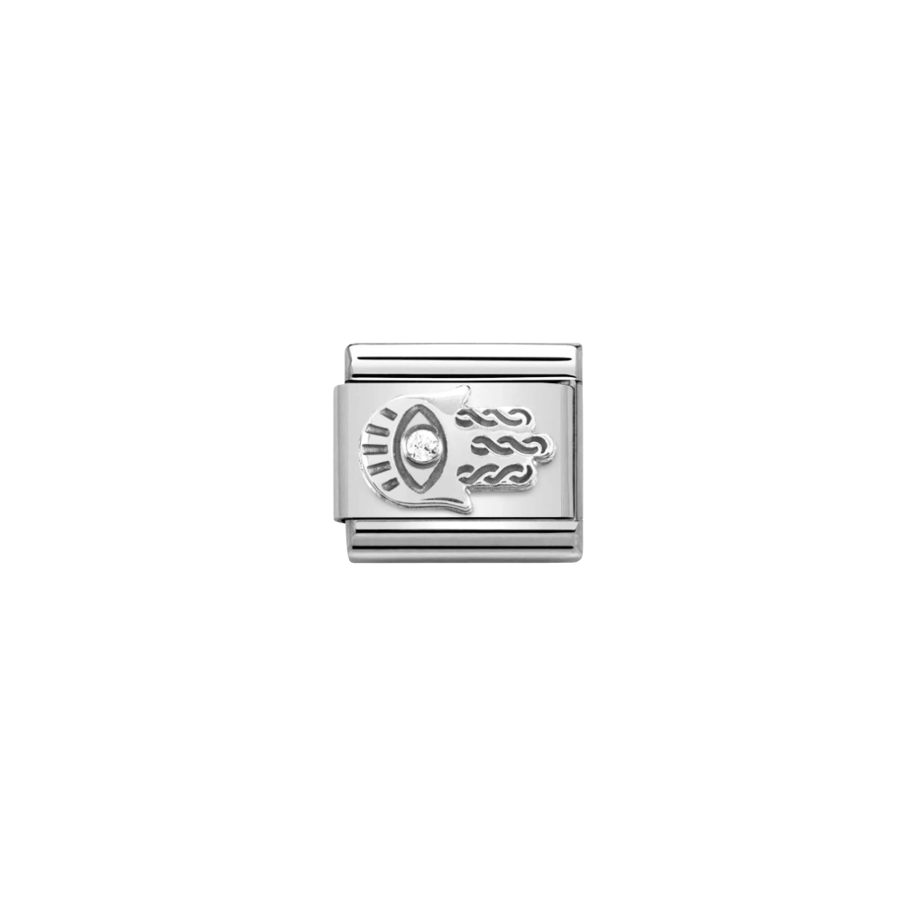 CHM Classic Silver CZ 3D Hand of Fatima Composable Link