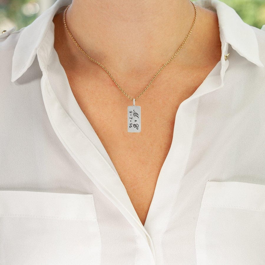 CHM Custom Order Silver Double Initial & Date ID Tag Charm
