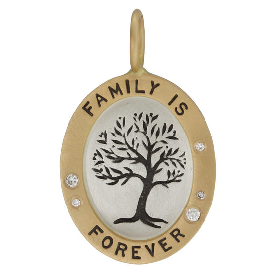 CHM Gold & Silver "Family is Forever" Tree Charm with Diamonds
