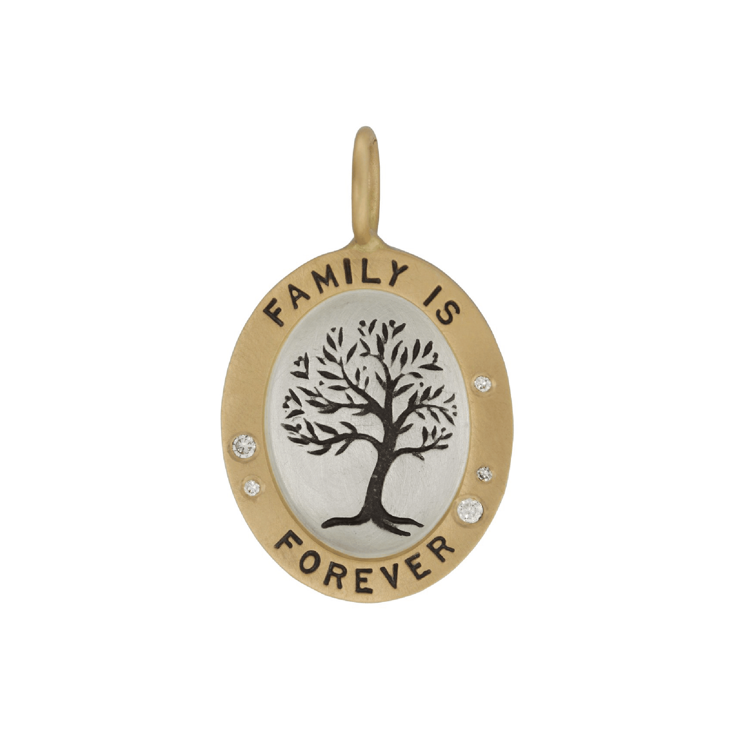 CHM Gold & Silver "Family is Forever" Tree Charm with Diamonds