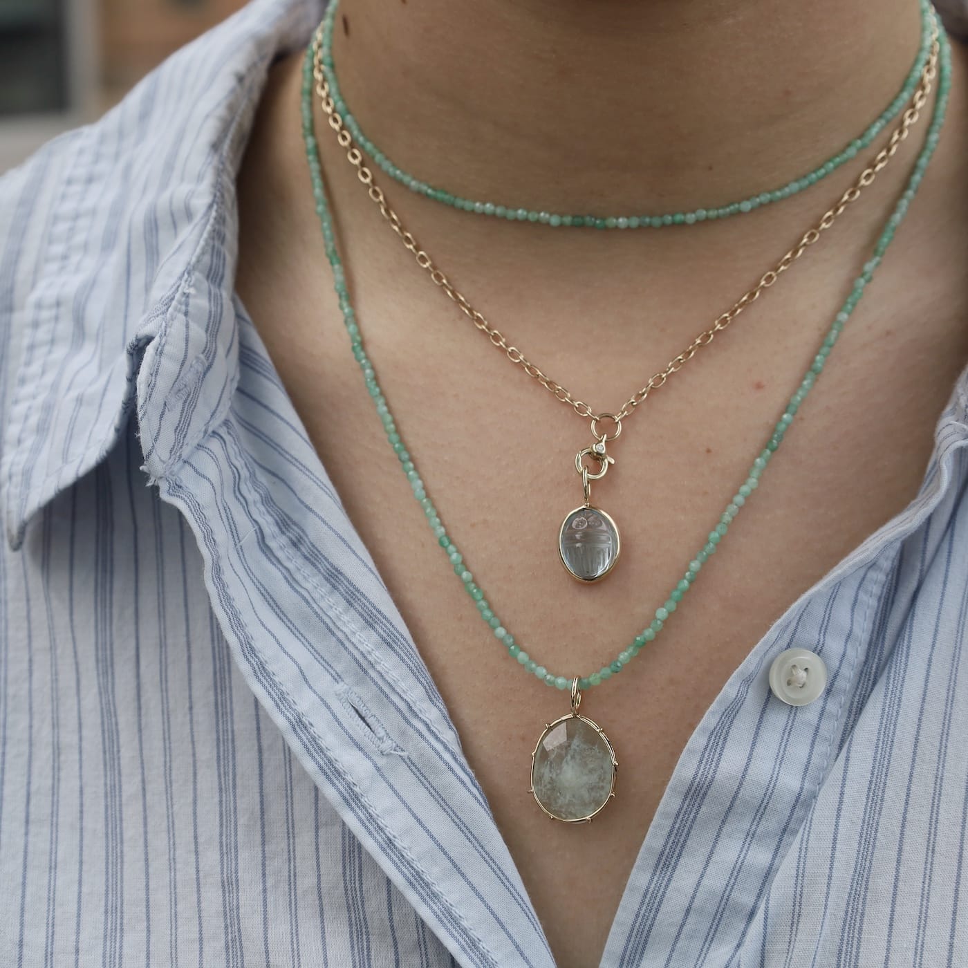 CHM Harriet Stone Medium Aquamarine Pendant Charm