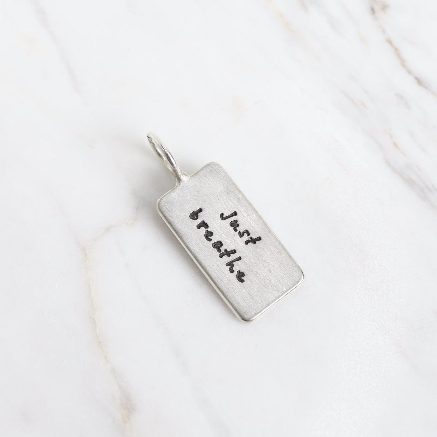 CHM Just Breathe Mini Sterling Silver ID Tag Charm