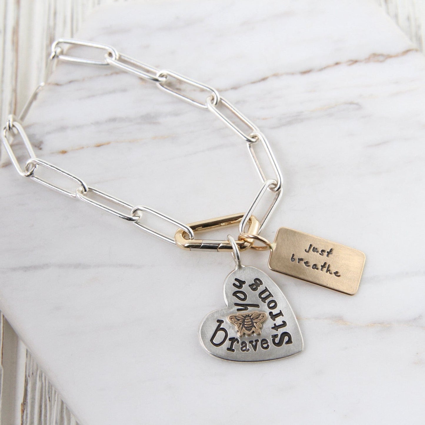 CHM "just breathe" & "you can do this" 14K Gold Charm