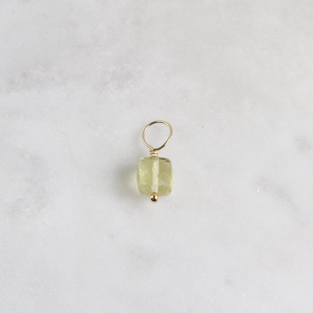 CHM Lemon Citrine - Cubed Faceted Gemstone Charm