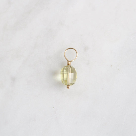 CHM Lemon Quartz - Faceted Pale Yellow-Green Gemstone on 14K Gold Wire