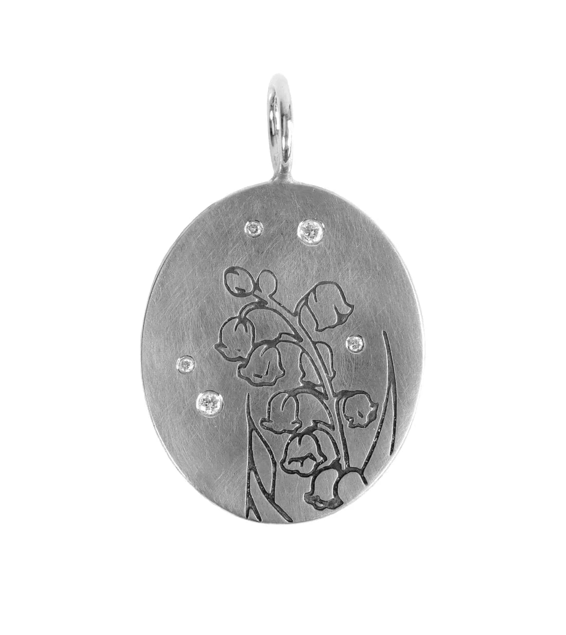 CHM Lily of the Valley Oval Charm - Sterling Silver
