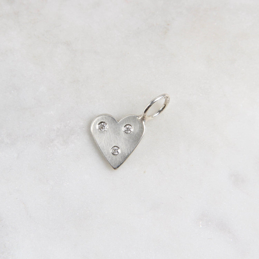 CHM Mini Silver Heart & White Diamond Charm