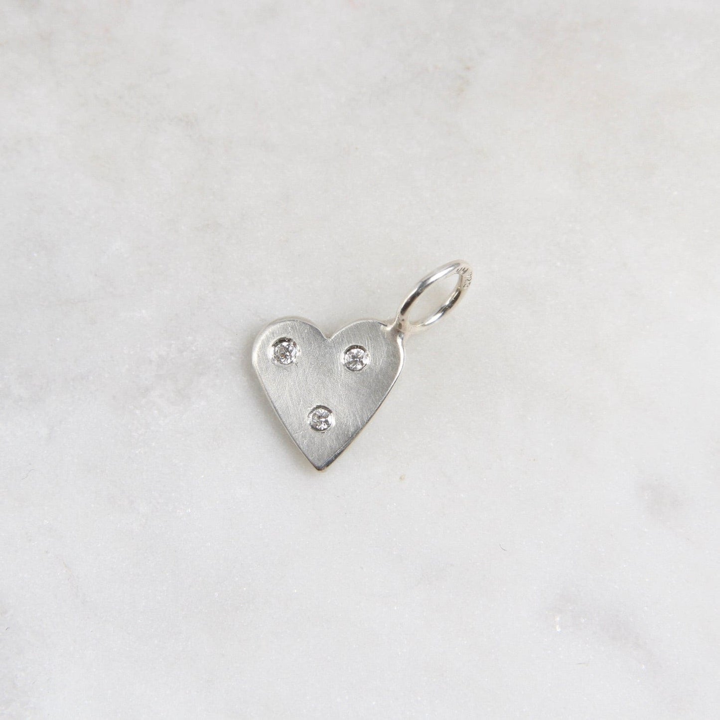 CHM Mini Silver Heart & White Diamond Charm