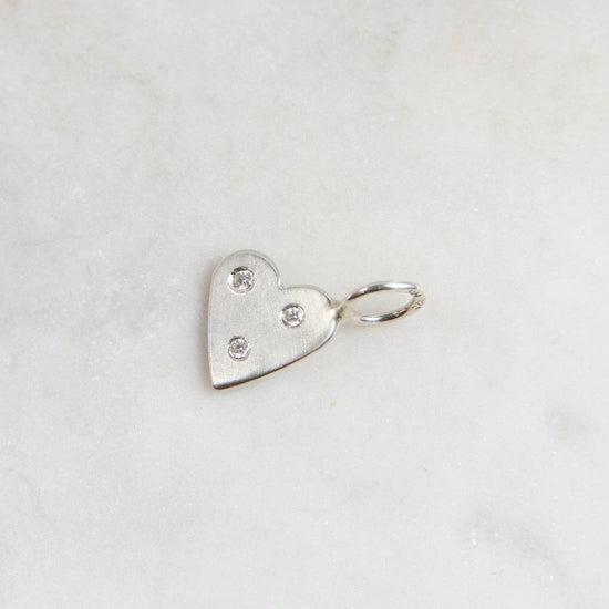 CHM Mini Silver Heart & White Diamond Charm