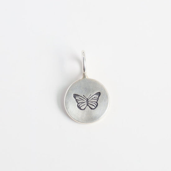 CHM Mini Silver Stamped Butterfly Charm