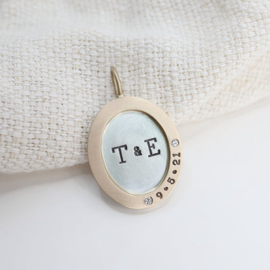 CHM Personalized Double Initial & Date Oval Charm