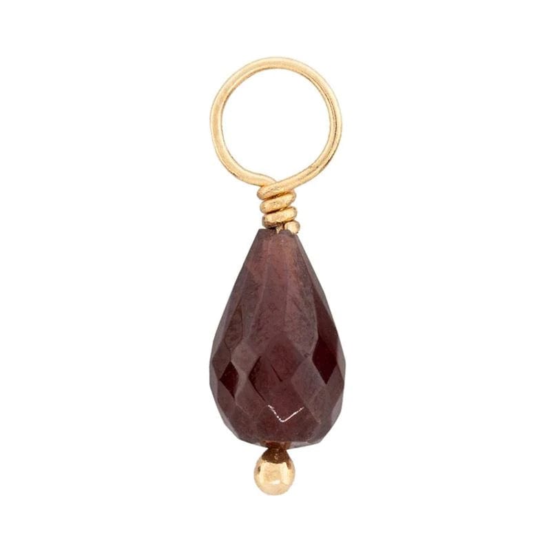 CHM Red Garnet Faceted Drop Gemstone Charm